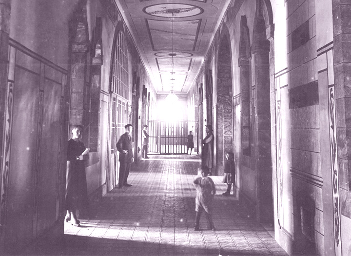 Inside Yehudayoff House. Note the artistic renderings on the walls.