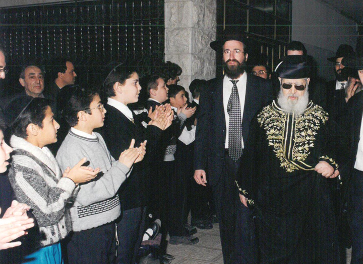 Chief Rabbi Ovadia Yosef on one of his many visits to Zion Orphanage for a Bar Mitzvah celebration...