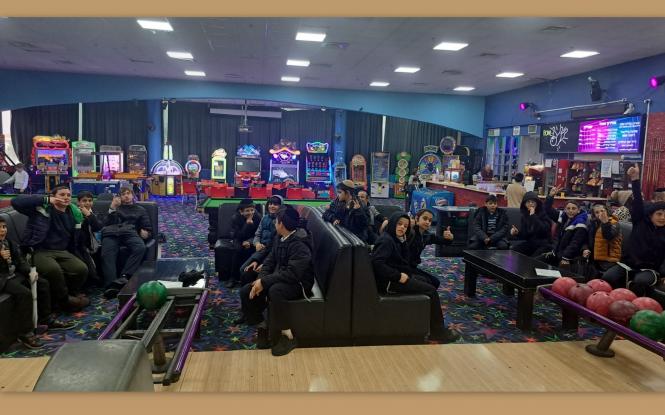 ​A group of Zion boys enjoyed bowling in a local Jerusalem bowling alley. 