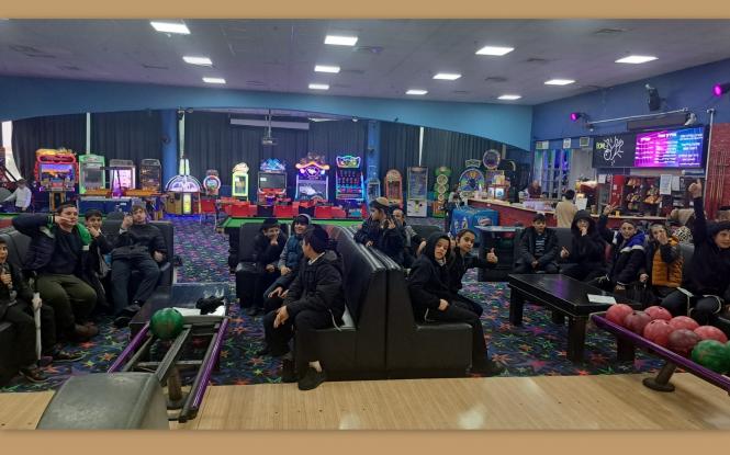 A group of Zion boys enjoyed bowling in a local Jerusalem bowling alley.