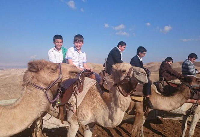 Les garçons de Zion apprécient une promenade en chameau dans le désert du Negev.